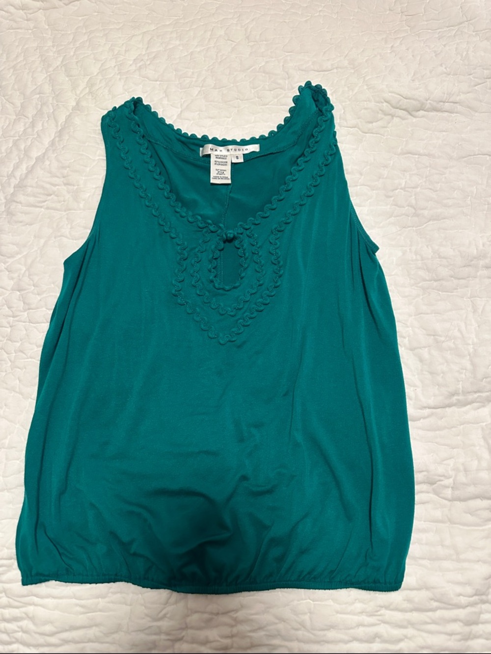 Max Studio Teal Crochet-Trim Sleeveless Tank